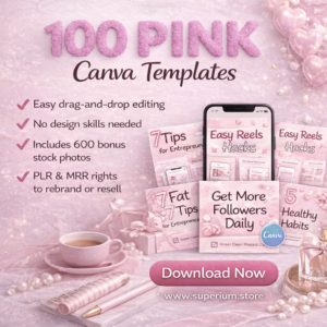 100 Aesthetic Pink Instagram Carousel Templates – Fully Editable Canva Files with PLR & MRR