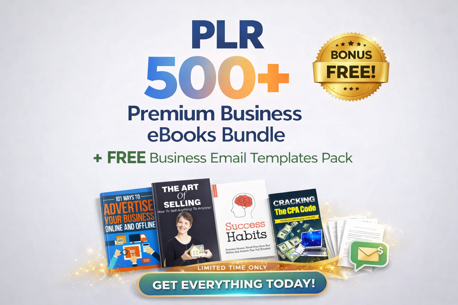PLR 500+ Premium Business eBooks Bundle + FREE Business Email Templates Pack