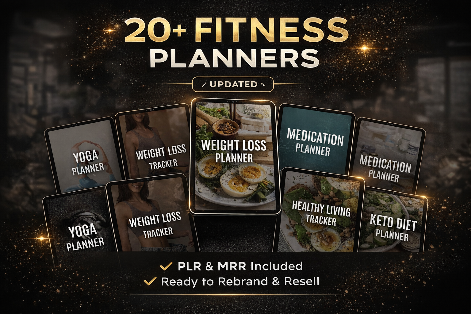 Editable Fitness Planner Bundle with PLR & MRR Rights
