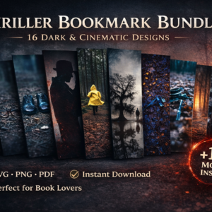 Thriller & Horror Bookmark Bundle – Crime & Mystery Digital Printable Bookmarks | Instant Download