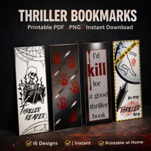 Psychological Thriller Bookmark – Dark Suspense Printable Digital Design