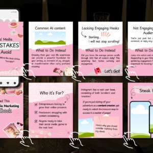 100 Aesthetic Pink Instagram Carousel Templates – Fully Editable Canva Files with PLR & MRR