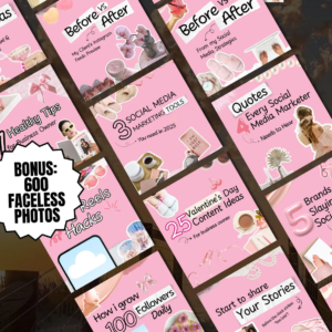 100 Aesthetic Pink Instagram Carousel Templates – Fully Editable Canva Files with PLR & MRR