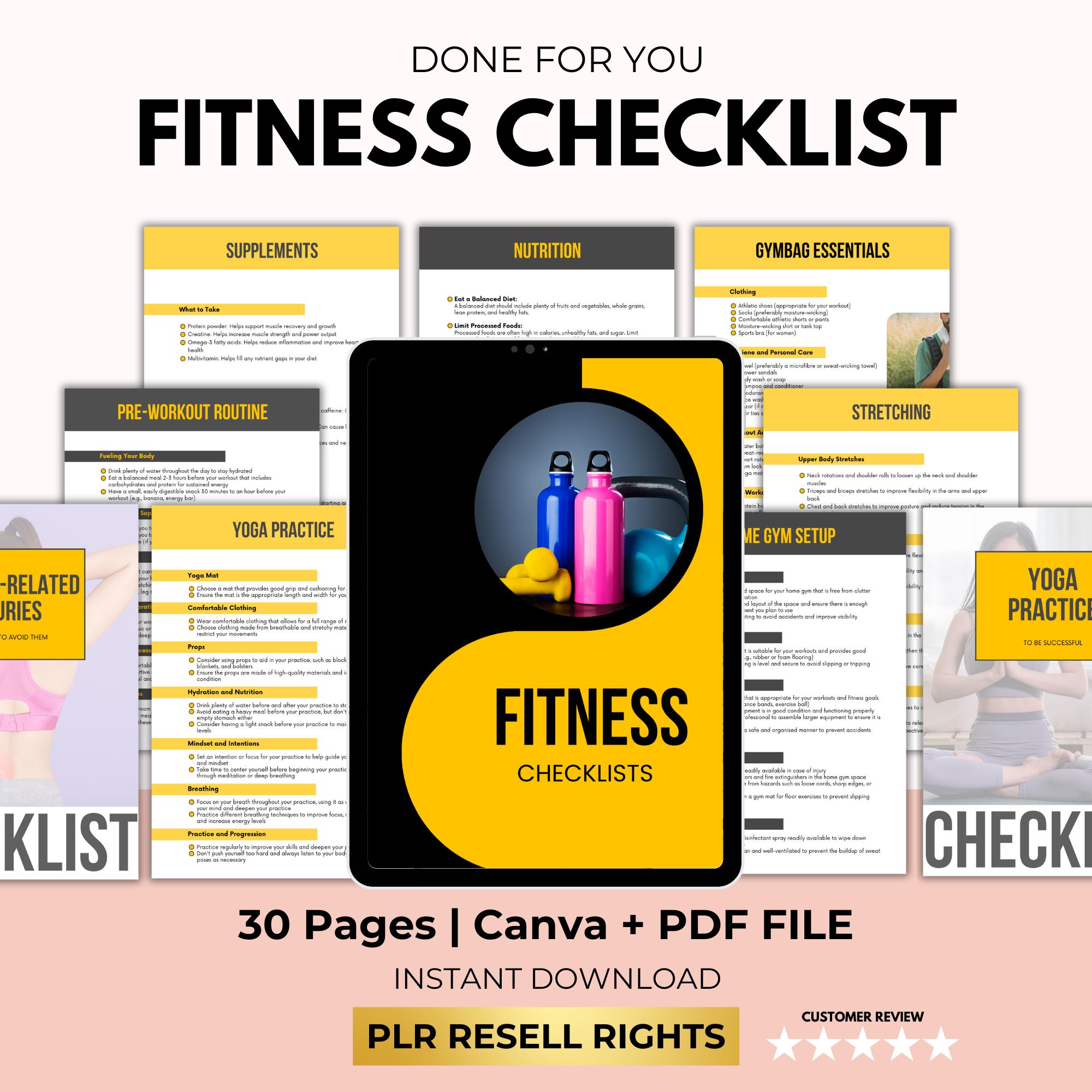Printable Fitness Checklist with PLR & Resell Rights - Image 6