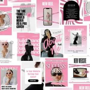 Pink Instagram Canva Templates Bundle | 100 Aesthetic Posts | PLR & MRR