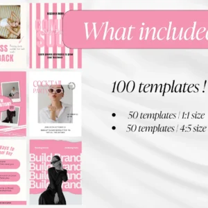 Pink Instagram Canva Templates Bundle | 100 Aesthetic Posts | PLR & MRR